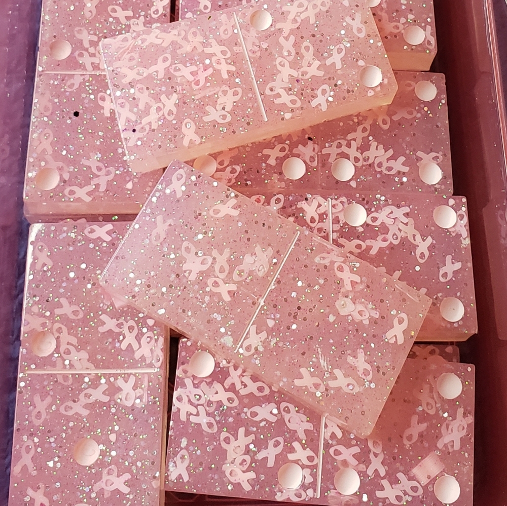 Breast Cancer Awareness Handmade Resin Dominoes